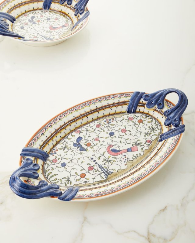 Pavoes Handled Oval Platter